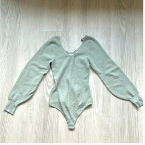 Seafoam green abercrombie Fitted Ribbed Bodysuit Long Sleeves xs ADD FOR FREE